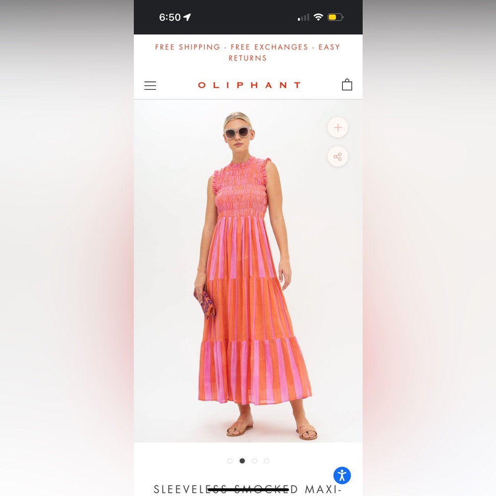This season - NWT - Never Worn Oliphant Pink & Orange Stripe Cabana Maxi Dress